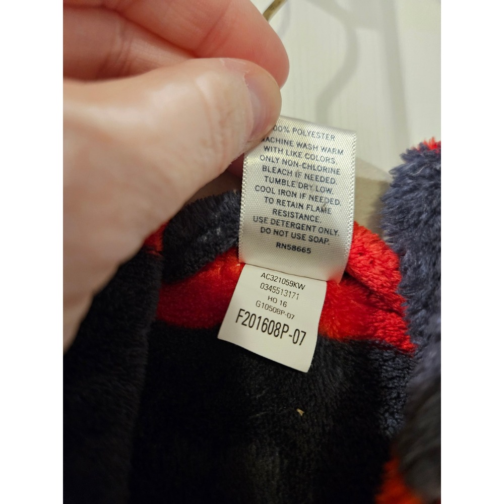Tucker + Tate Boys Plush Hooded Robe Size 4 Red Navy Stripe Belted Cozy - Picture 3 of 4